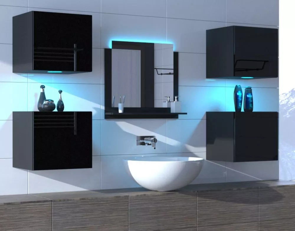 Vannas istabas komplekts Alius 24 ar LED · Melns · 110 × 35 cm