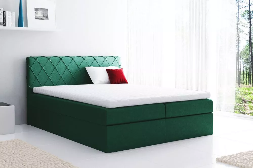 Gulta Paros Boxspring Premium Standard Guļamvietas platums: 120 cm, Guļamvietas garums: 200 cm, · Tumši zaļš · 124 × 208
