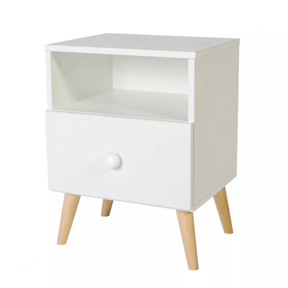 Naktsgaldiņš Logan Scandic Korpusa krāsa: balts, Elementu krāsa: balts, · 40 × 37 × 53 cm