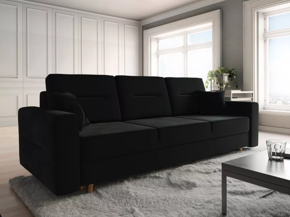Dīvāns Bergen Sofa Standard · Melns · 90 × 230 × 87 cm