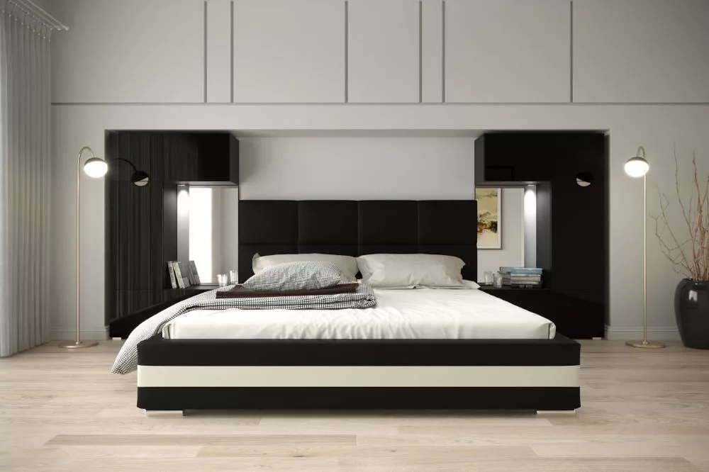 Sekcija Panama 1 Gloss ar LED · Melns · 35 × 159 cm