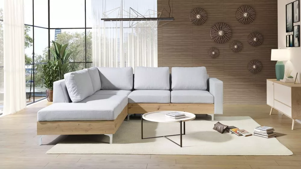 Dīvāns Orlando Artisan Standard · Gaiši pelēks · 212 × 235 × 85 cm