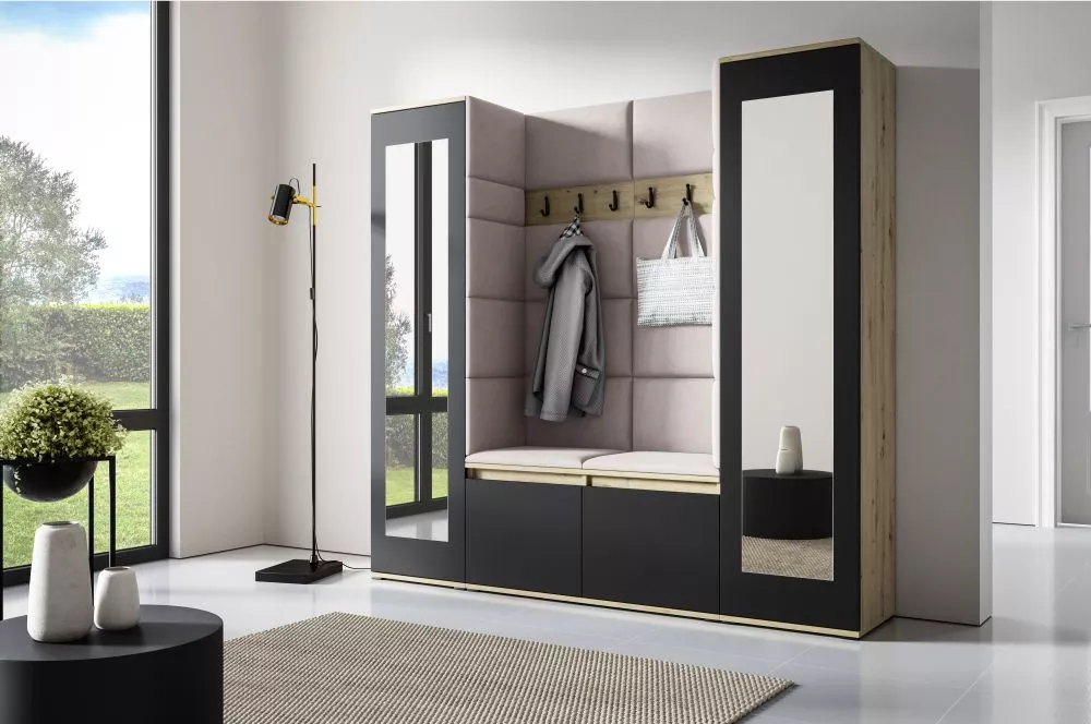 Apavu plaukts Emi 31 Trinity Korpusa krāsa: ozols artisan + melns, · 190 × 185 × 40 cm