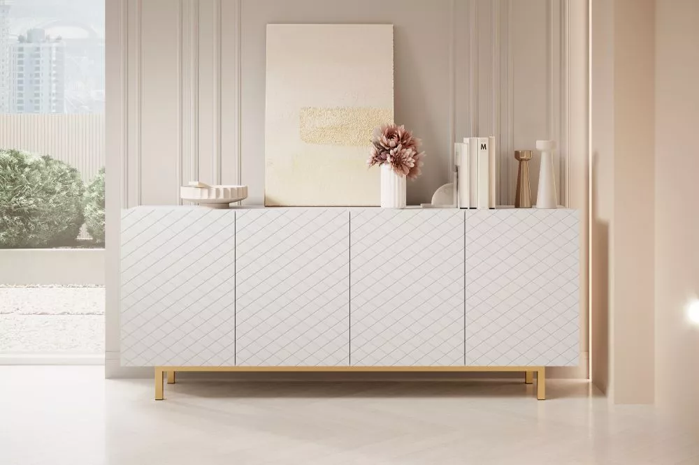 Kumode Scalia 2 K190 4D Gold · Balts · 190 × 42 × 81 cm