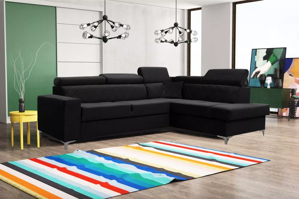 Dīvāns Gloss standard · Melns · 200 × 268 × 86 cm