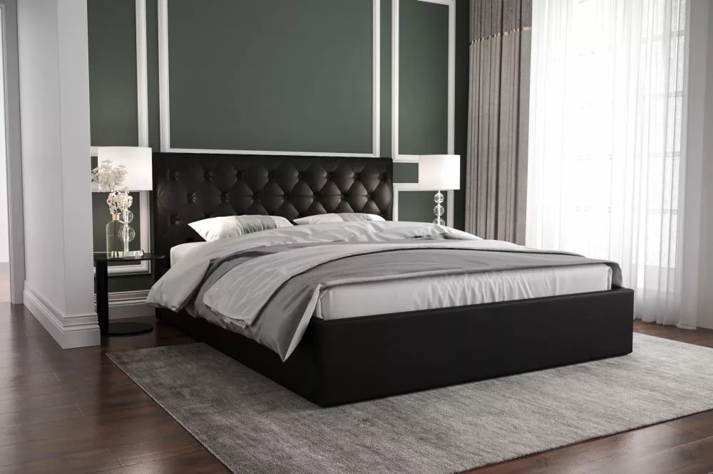 Gulta Pier Standard ar stelāžu Guļamvietas platums: 160 cm, Guļamvietas garums: 200 cm, stelāžas tips: koka, · Melns · 1