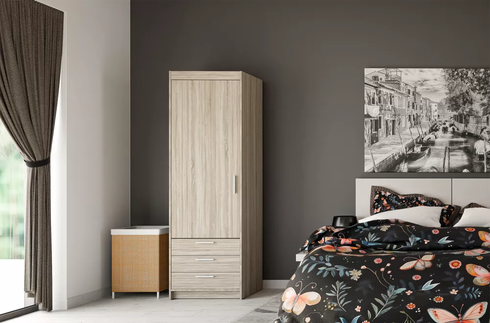 Skapis Elena 1D3S · Sonoma · 59.9 × 53 × 190.5 cm