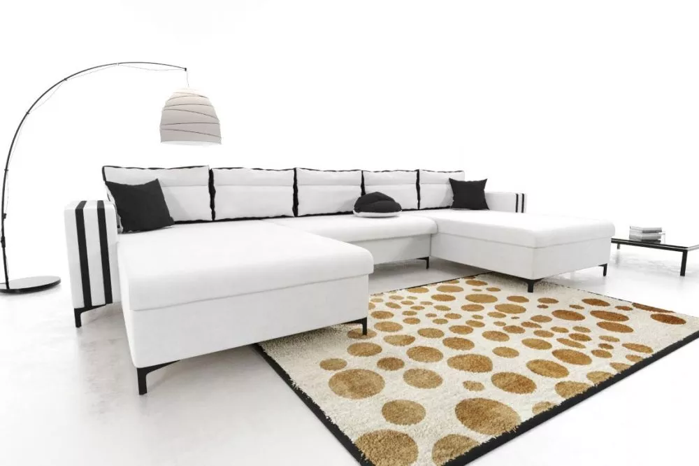 Dīvāns Vigo Standard · Balts + melns · 142 × 350 × 76 cm