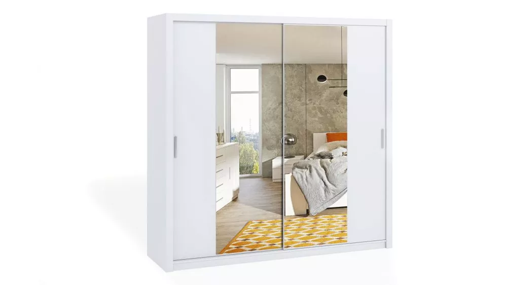 Skapis Bono BO SZ ar spoguli · Balts · 220 × 62 × 215 cm