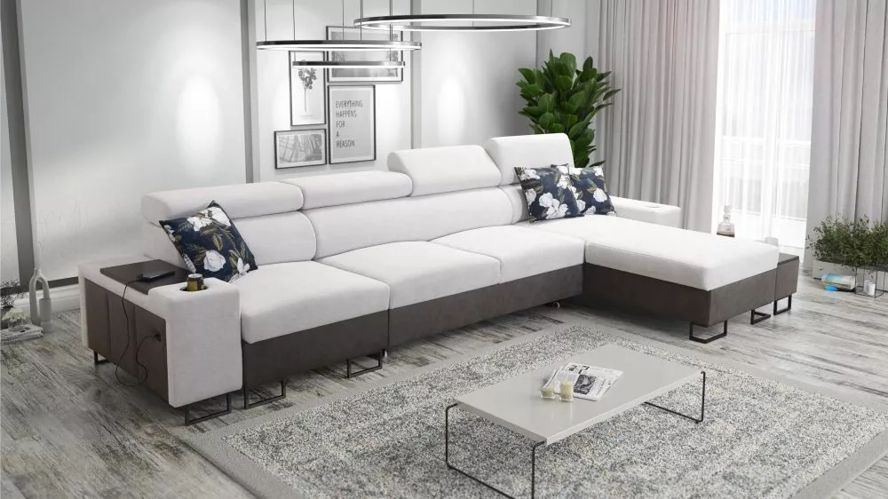 Dīvāns Melody 12 Mini Premium Standard · Gaiši pelēks + grafīts · 170 × 347 × 84 cm
