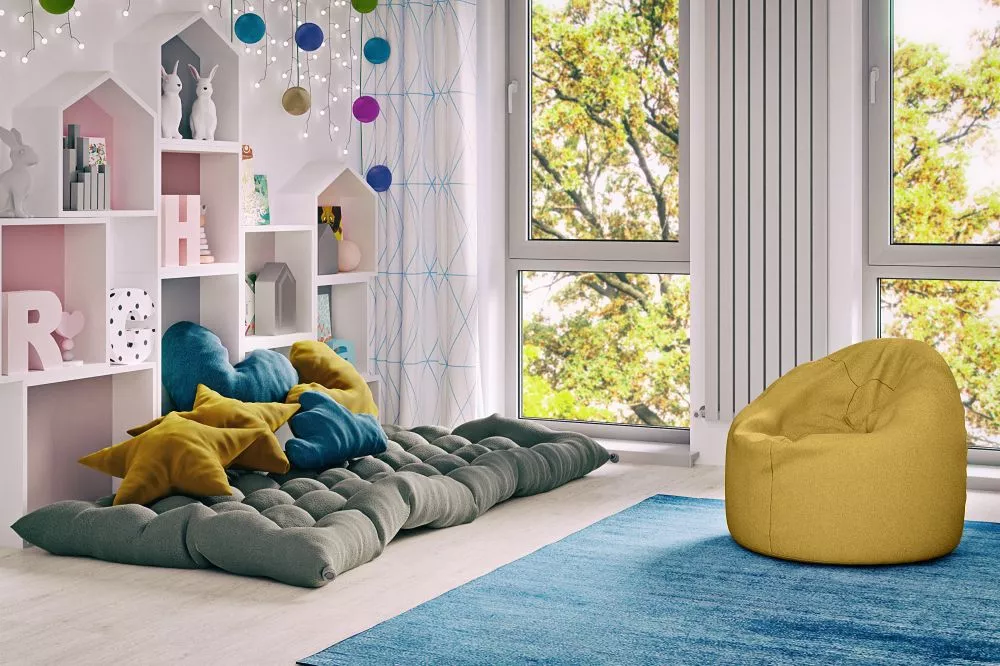 Pufs Bondo Standard Auduma numurs: Poco 50, · Dzeltens · 85 × 120 × 85 cm