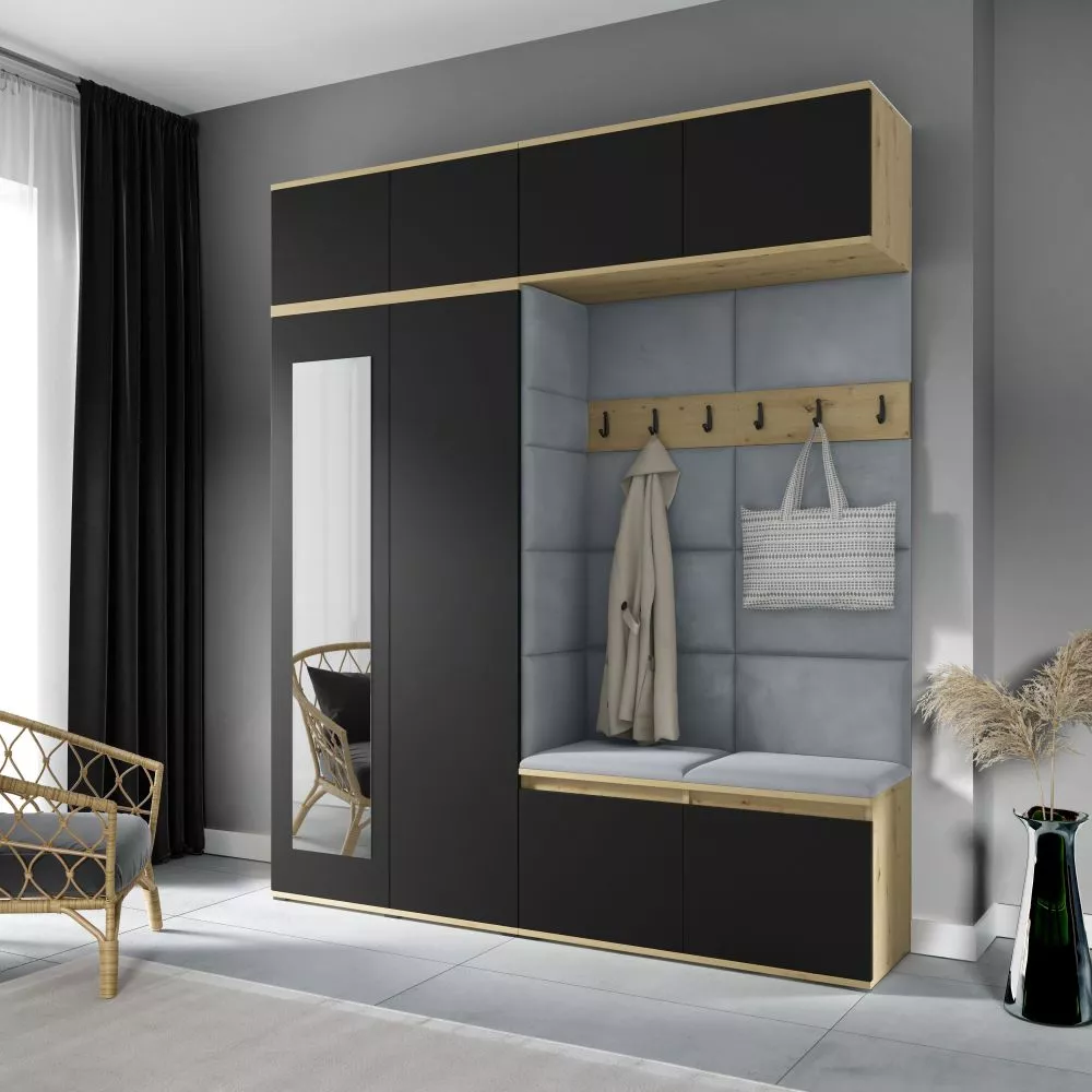 Apavu plaukts Emi 16 Trinity Korpusa krāsa: ozols artisan + melns, · 190 × 225 × 40 cm