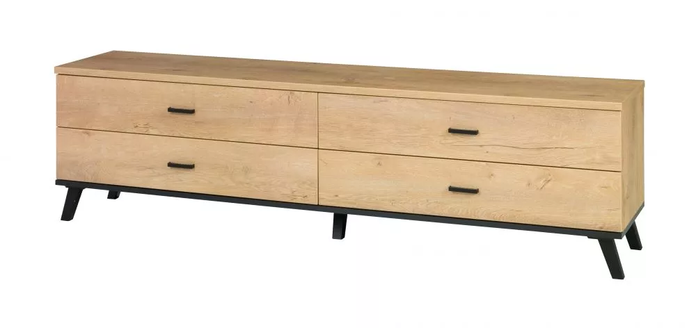 TV tumba John 6 · Ozols lefkas + melns · 181 × 40 × 50 cm