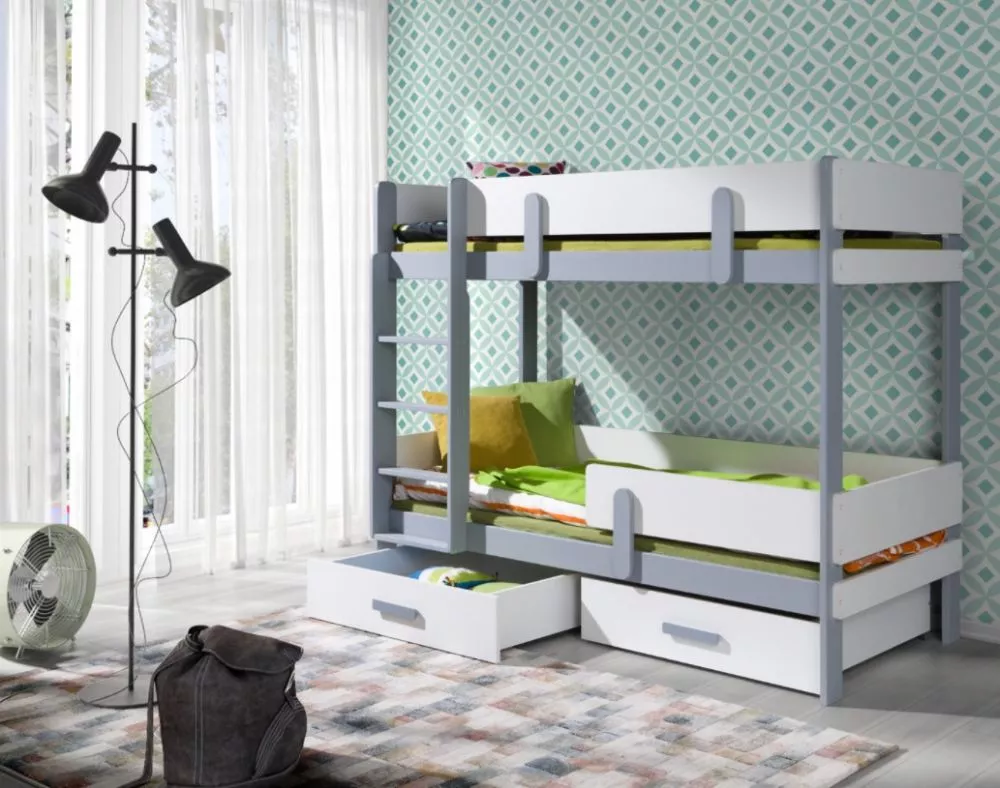 Bērnu gulta Ettore 80x180 ar stelāžām Kāpņu puse: Pa labi, Guļamvietas platums: 80 cm, Guļamvietas garums: 180 cm, · 93 