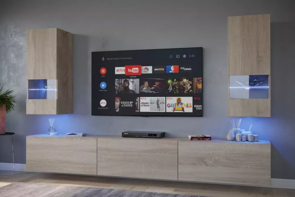 Sekcija Next 21 ar LED · Sonoma · 226 × 35 × 173 cm