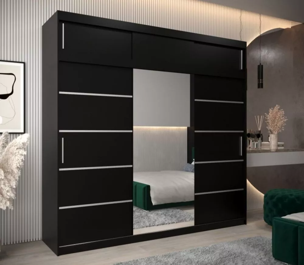 Skapis Verona 2 Premium · Melna · 250 × 62 × 240 cm