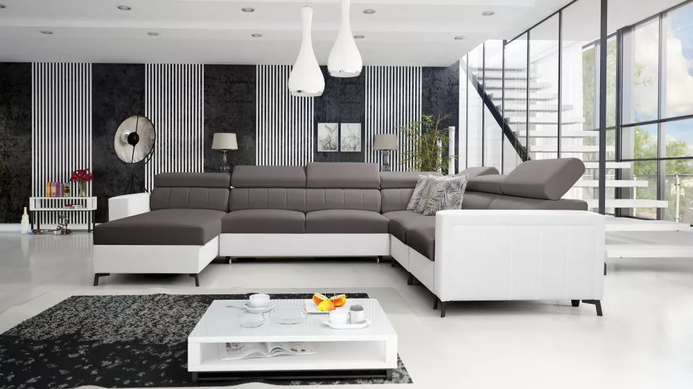 Dīvāns Baltico 7 Standard · Brūns + balts · 274 × 351 × 83 cm