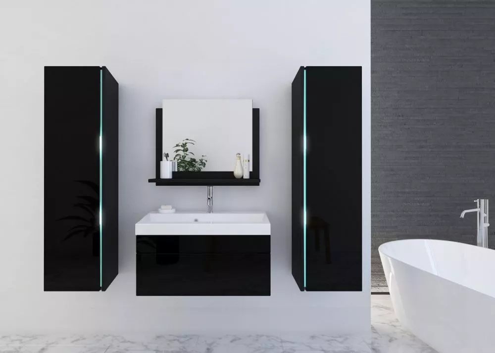 Vannas istabas komplekts Dream 2 60 ar LED · Melns · 110 × 120 × 35 cm