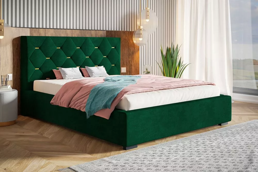 Gulta Bed 17 standard ar stelāžu Guļamvietas platums: 90 cm, Guļamvietas garums: 200 cm, stelāžas tips: koka, · Zaļš · 1