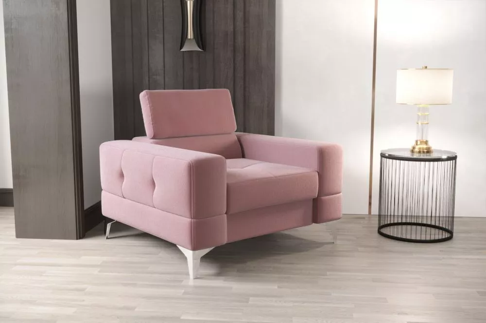 Mīksts krēsls Toscania 1S standard Sēdvietas dziļums: 56 cm, · Rozā · 115 × 97 × 78 cm