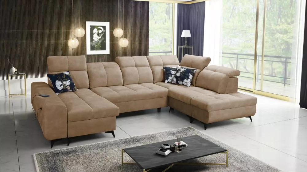 Dīvāns Golden 6 standard · Gaiši brūns · 215 × 331 × 85 cm