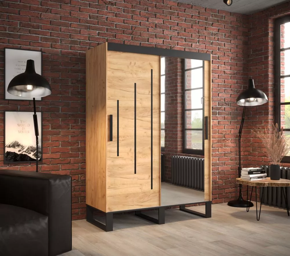 Skapis Loft Y2 · Ozols craft zelts · 150 × 62 × 212 cm