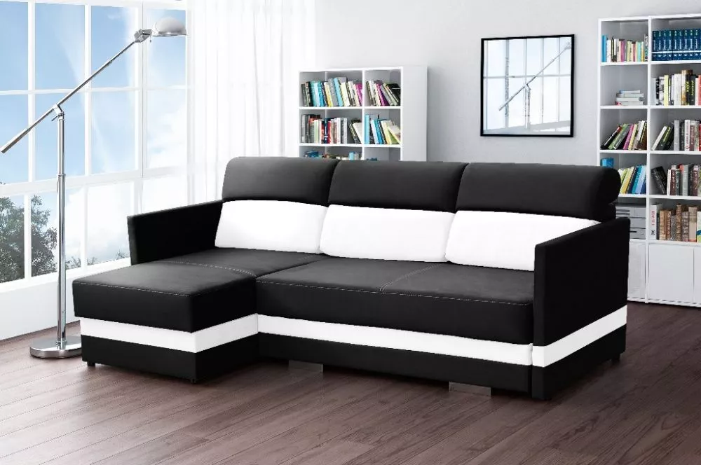 Dīvāns Koliber Standard · Melns + balts · 146 × 220 × 91 cm