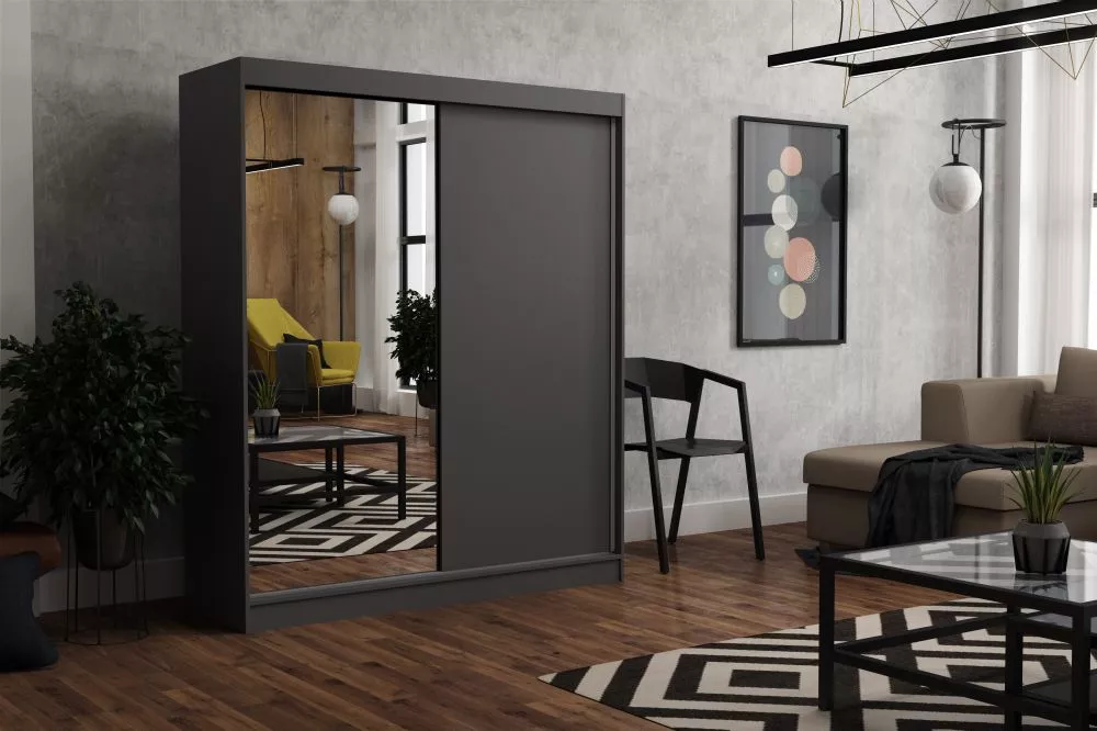 Skapis John Mirror · Antracīts · 180 × 60 × 215 cm