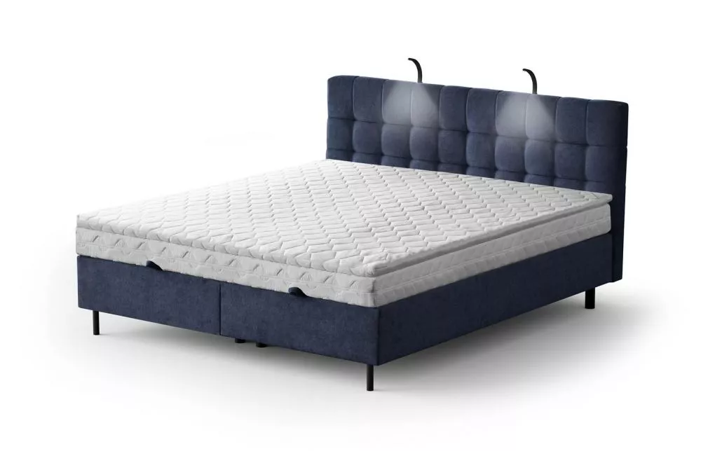 Gulta Muna Standard ar LED Guļamvietas platums: 160 cm, Guļamvietas garums: 200 cm, · Tumši zils · 166 × 211 × 137 cm