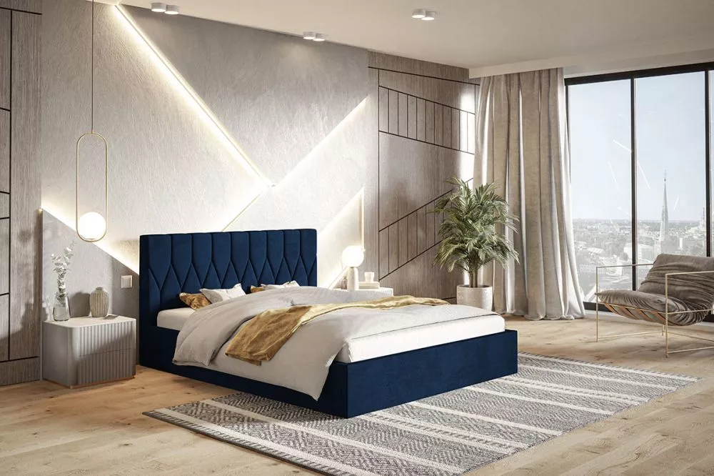 Gulta Gold 9 standard ar stelāžu Guļamvietas platums: 120 cm, Guļamvietas garums: 200 cm, stelāžas tips: koka, · Zila · 