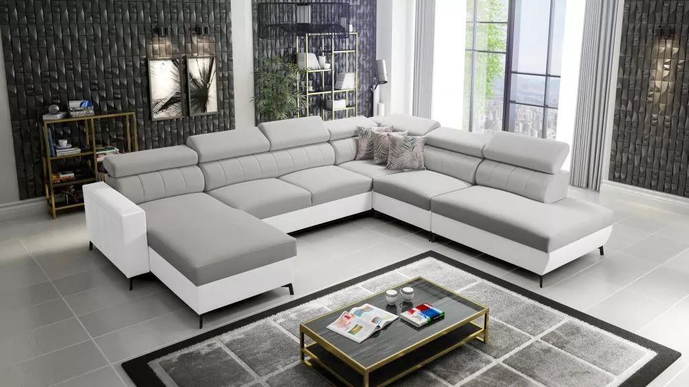 Dīvāns Baltico 9 Standard · Pelēks + balts · 302 × 351 × 83 cm