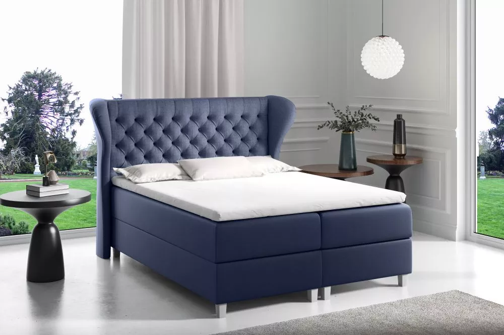 Gulta Joker Boxspring Premium Standard Guļamvietas platums: 140 cm, Guļamvietas garums: 200 cm, · Tumši zils · 174 × 212
