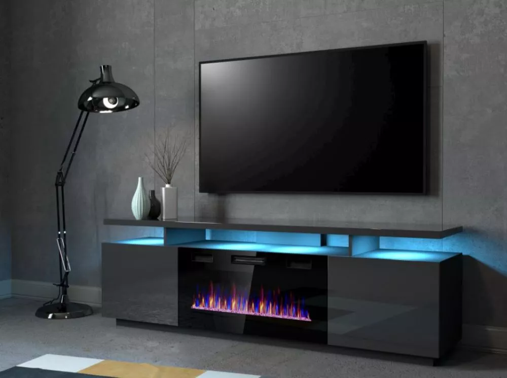 TV tumba Eva RTV ar LED premium · Grafīts · 180 × 40 × 56 cm