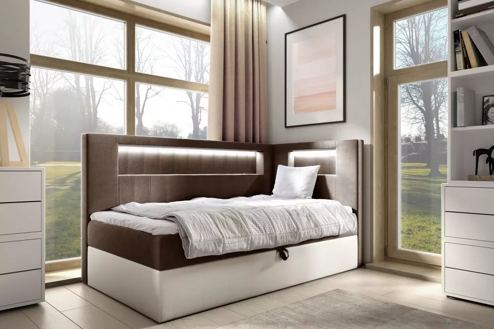 Gulta Gold 3 R Boxspring Standard ar LED Guļamvietas platums: 80 cm, Korpusa krāsa: balts, Guļamvietas garums: 200 cm, ·