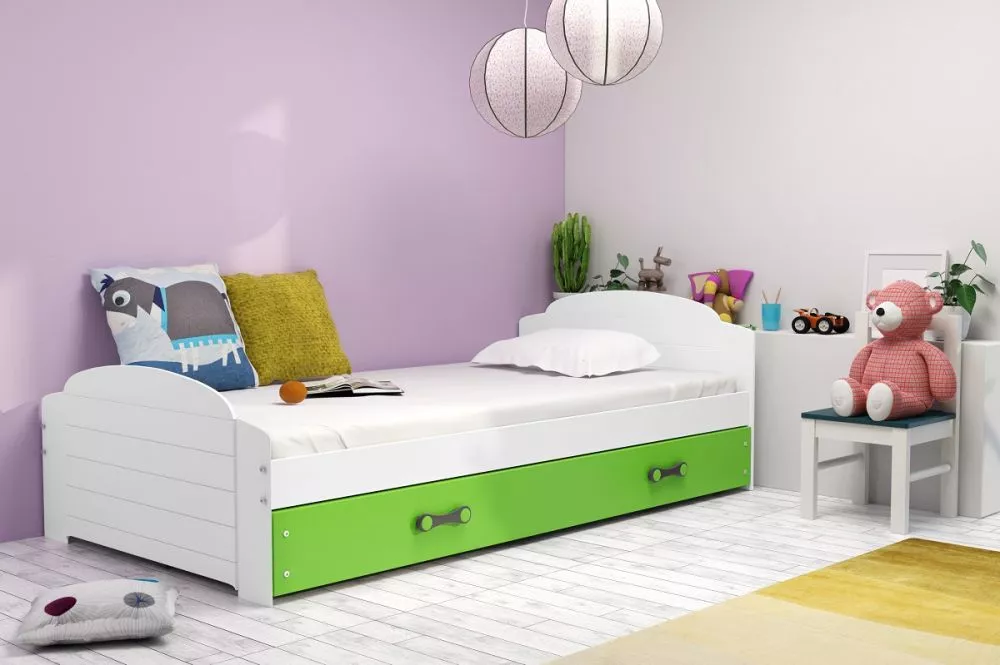 Bērnu gulta Lili Single White ar stelāžu Guļamvietas platums: 90 cm, Guļamvietas garums: 200 cm, · 97 × 206 × 61 cm