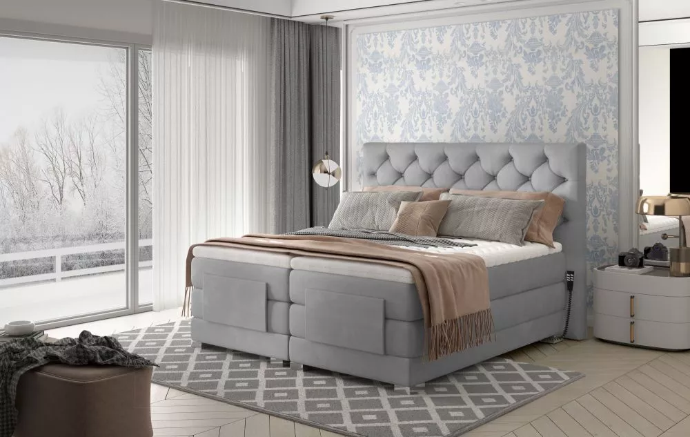 Gulta Clover Electric Boxspring Lux standard Guļamvietas platums: 180 cm, Guļamvietas garums: 200 cm, · Gaiši pelēks · 1