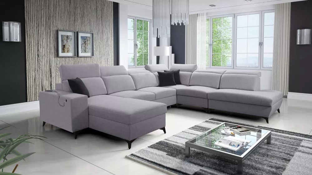 Dīvāns Bartone 10 Mix Standard · Gaiši pelēks · 300 × 361 × 83 cm