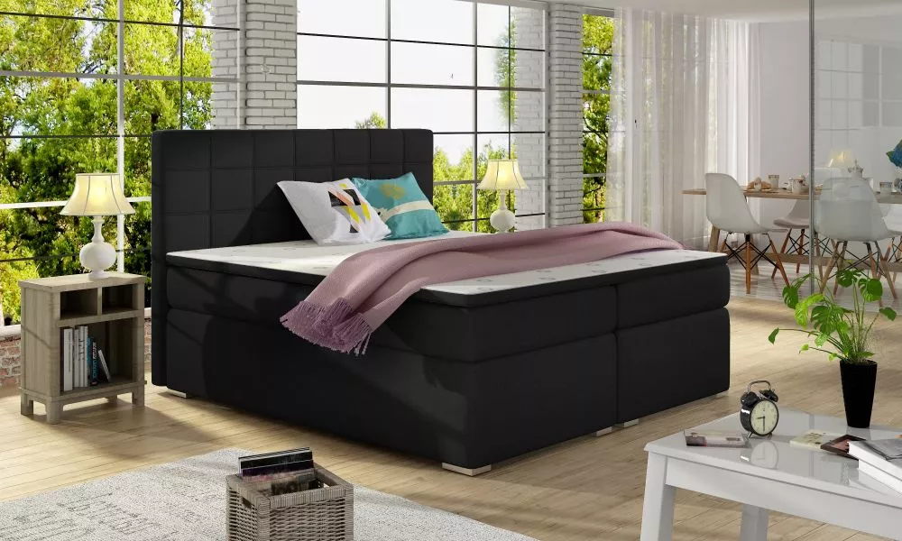 Gulta Alice Boxspring standard Guļamvietas platums: 160 cm, Guļamvietas garums: 200 cm, · Melns · 163 × 205 × 126 cm