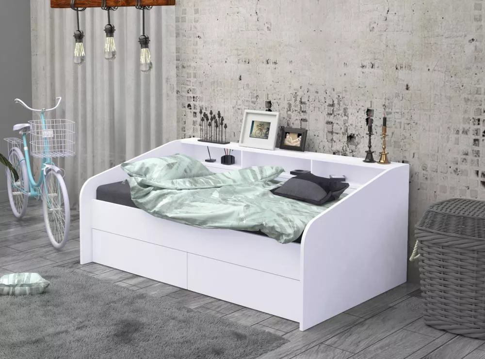 Bērnu gulta Vintage ar stelāžu Guļamvietas platums: 90 cm, Guļamvietas garums: 180 cm, · 113.8 × 184 × 75.2 cm