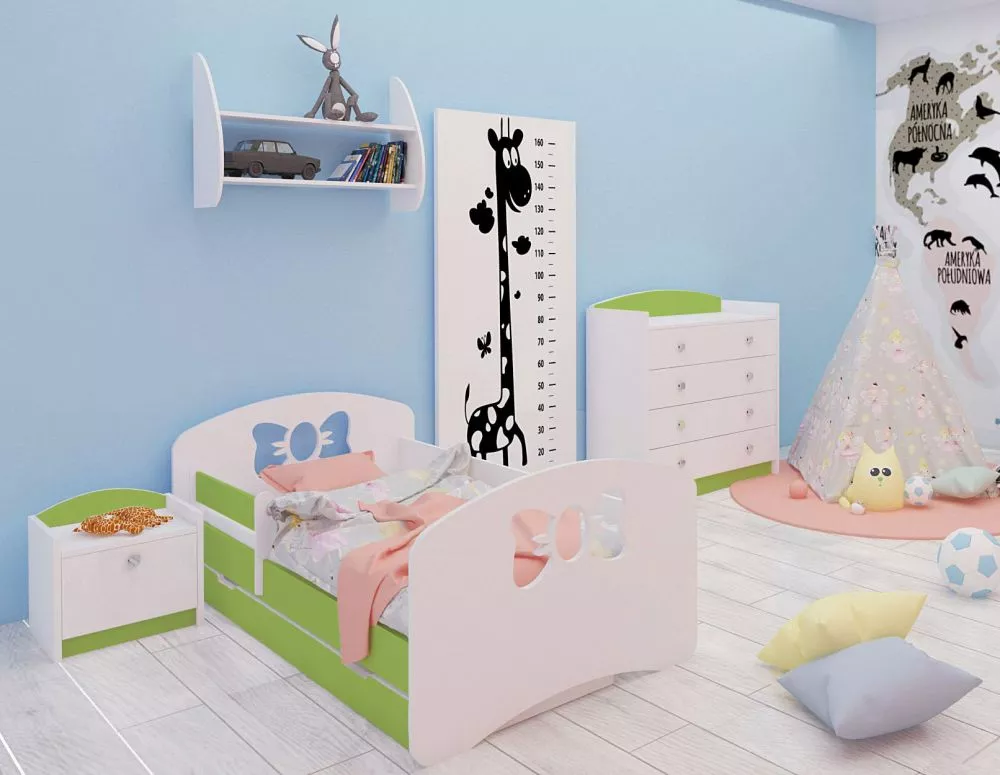 Bērnu gulta Happy Design Kokardka L06 180x90 ar stelāžu Guļamvietas platums: 90 cm, Guļamvietas garums: 180 cm, · 102 × 