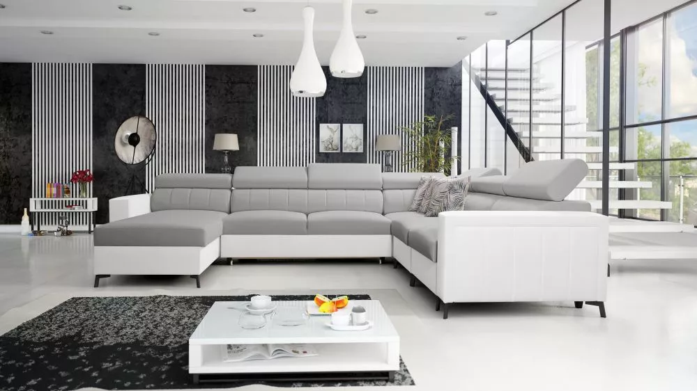 Dīvāns Baltico 7 Standard · Pelēks + balts · 274 × 351 × 83 cm
