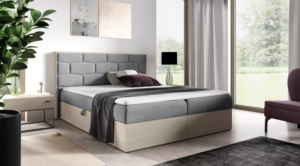 Gulta Wood-9 160x200 Boxspring Standard Guļamvietas platums: 160 cm, Korpusa krāsa: ziemeļu tīkkoks, Guļamvietas garums: