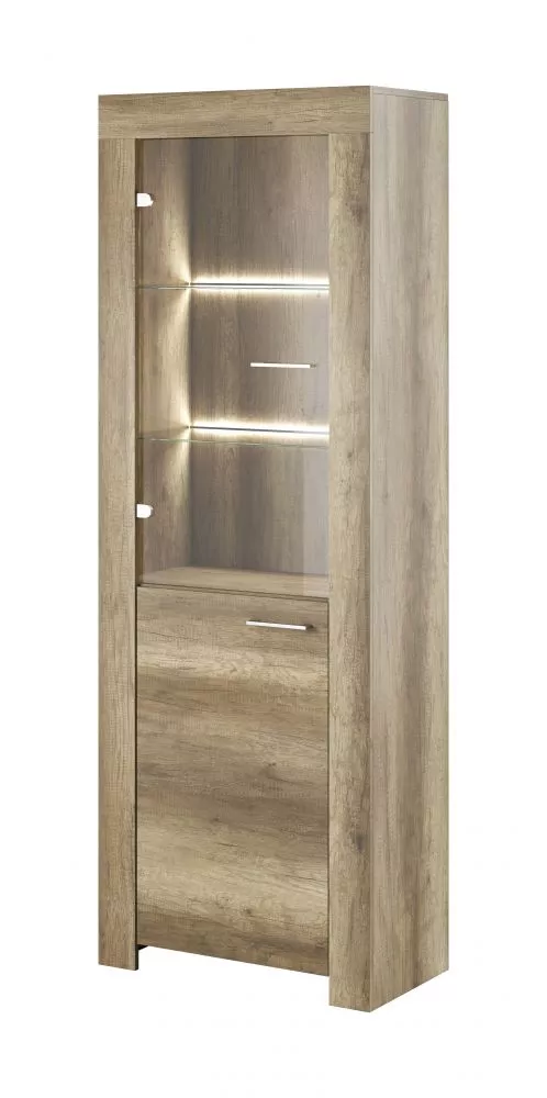 Sekcija Sky SWT70 ar LED · Ozols pelēks · 70 × 37 × 197 cm