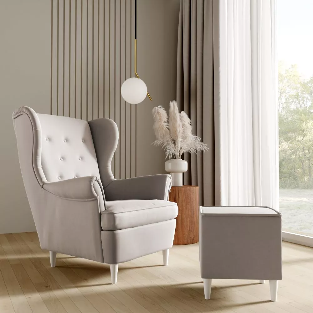 Mīksts krēsls Lino 190 1S+P Standard Sēdvietas dziļums: 55 cm, · Gaiši bēšs · 85 × 90 × 103 cm