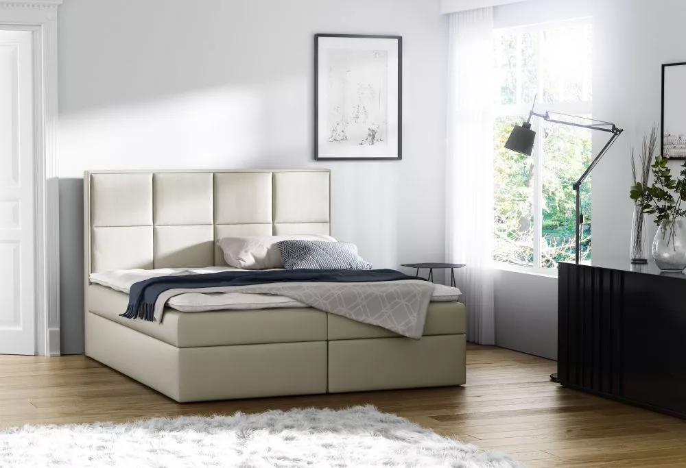 Gulta Galaxy standard ar stelāžu Guļamvietas platums: 180 cm, Guļamvietas garums: 200 cm, · Gaišais krēms · 180 × 213 × 