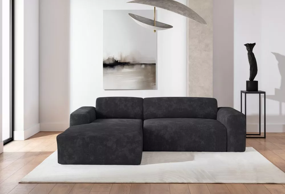 Dīvāns Zeus L Premium standard · Melns · 188 × 266 × 70 cm