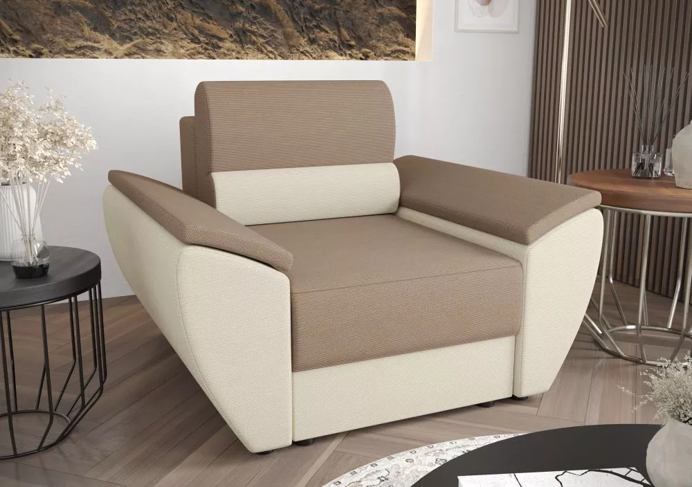 Mīksts krēsls Rebi 1S Standard Sēdvietas dziļums: 50 cm, · Bēšs + krēms · 120 × 80 × 78 cm