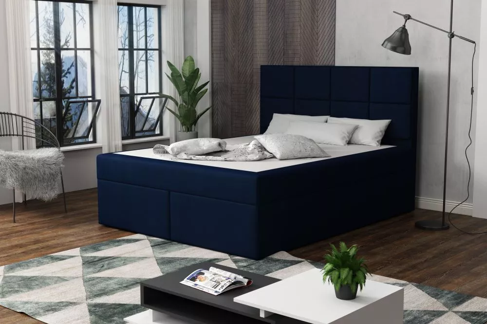 Gulta Besso Premium Standard Guļamvietas platums: 160 cm, Guļamvietas garums: 200 cm, · Tumši zils · 162 × 210 × 120 cm