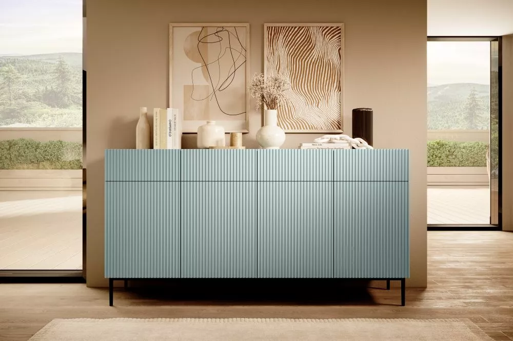 Kumode Nicole K200 4D4SZ Black · Gaiši zils · 200 × 45 × 105 cm