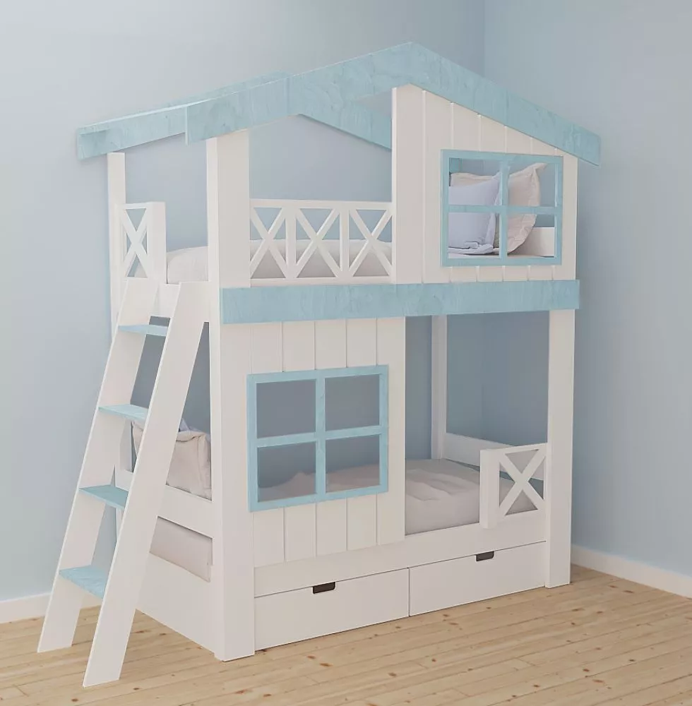Bērnu gulta 118P ar stelāžām Kāpņu puse: Pa labi, Guļamvietas platums: 80 cm, Guļamvietas garums: 160 cm, · 89.5 × 212 ×